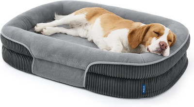 BEDSURE Orthopädisches Hundebett Grosse Hunde - 360° Ovales Hundesofa Mit Rand F