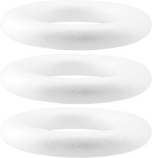 3 PCS 12 Inches Craft Foam Wreath, Polystyrene Styrofoam Foam Circles Ring, Whit