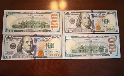 #ad $400 Real Cash 4x Crisp Blue One Hundred Dollar Bills Series 2009 2021 $499.99
