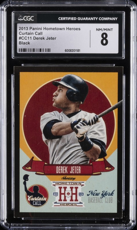 2013 PANINI HOMETOWN HEROES CURTAIN CALL BLACK #CC11 DEREK JETER CGC 8