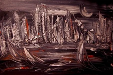 GRAY NYC   abstract SIGNED   Painting canvas IMPRESSIONIST E4T4eg43nR