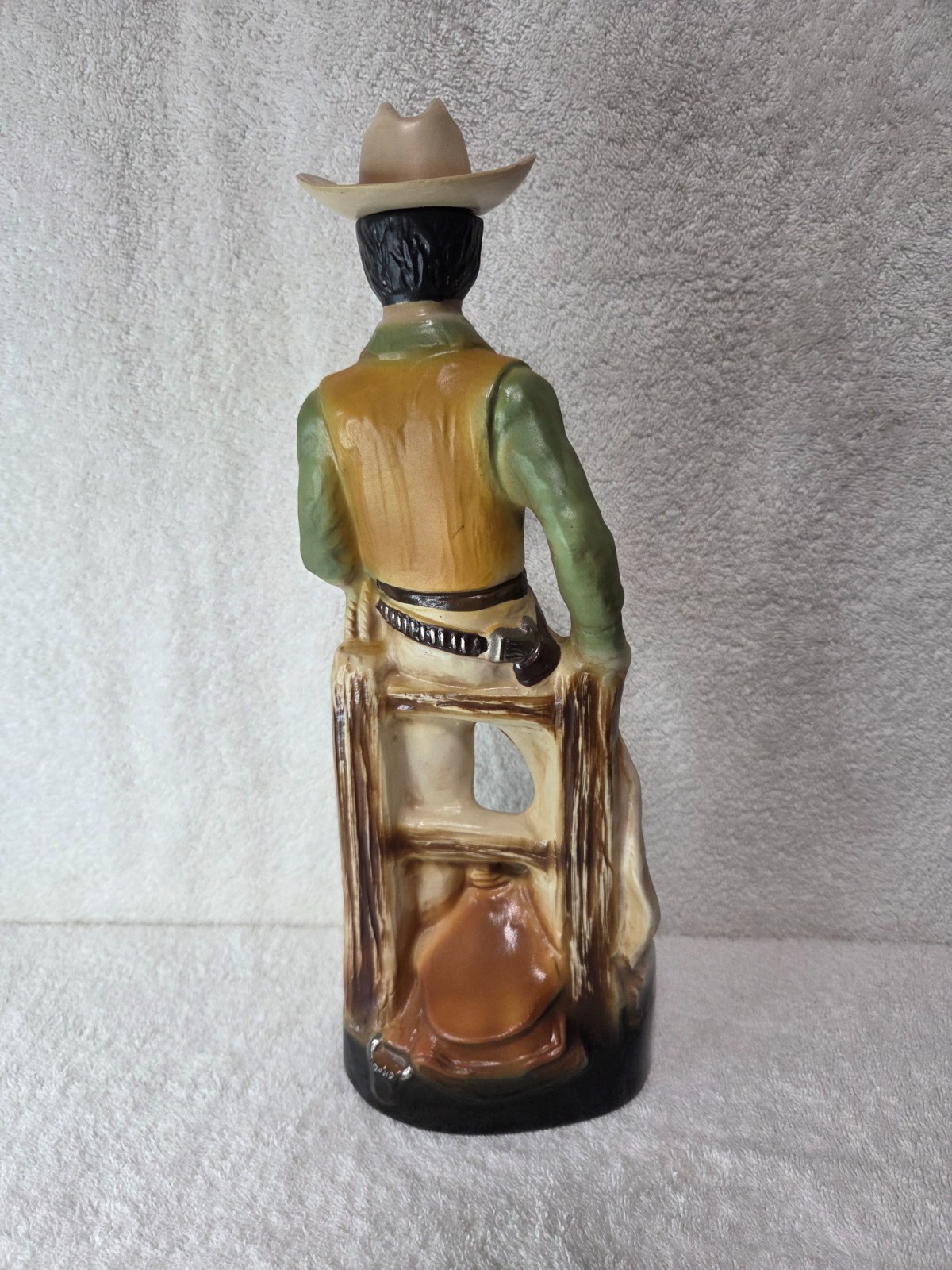 Vtg 1981  Jim Beam Liquor Bottle Cowboy Decanter Barware Whiskey 15” Empty