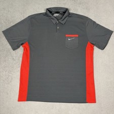 Nike Golf Polo Shirt Men's Large Tour Performance Red Gray Dri Fit Short Sleeve