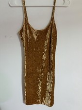 Forever 21 Womens Small Dress Short Yellow Brand New Velvet Feel