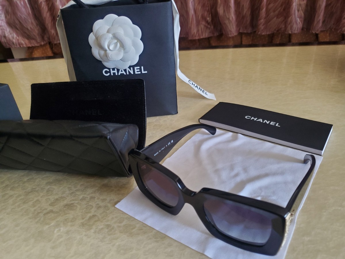 New CHANEL Sunglasses Black 5435 C622/S6 Square Gold  display picture 1