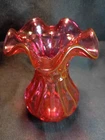 Vintage Fenton Art Glass Country Cranberry Ruffled Vase