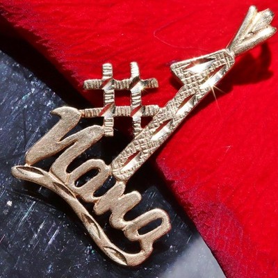 14k yellow gold 1.25'' pendant #1 Nana diamond cut charm handmade 1.28gr N2664 Ma