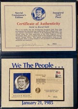Rare 1985 Ronald Reagan Inaugural Day 14k Gold Piece&nbsp;Connoisseurs Edition #4924