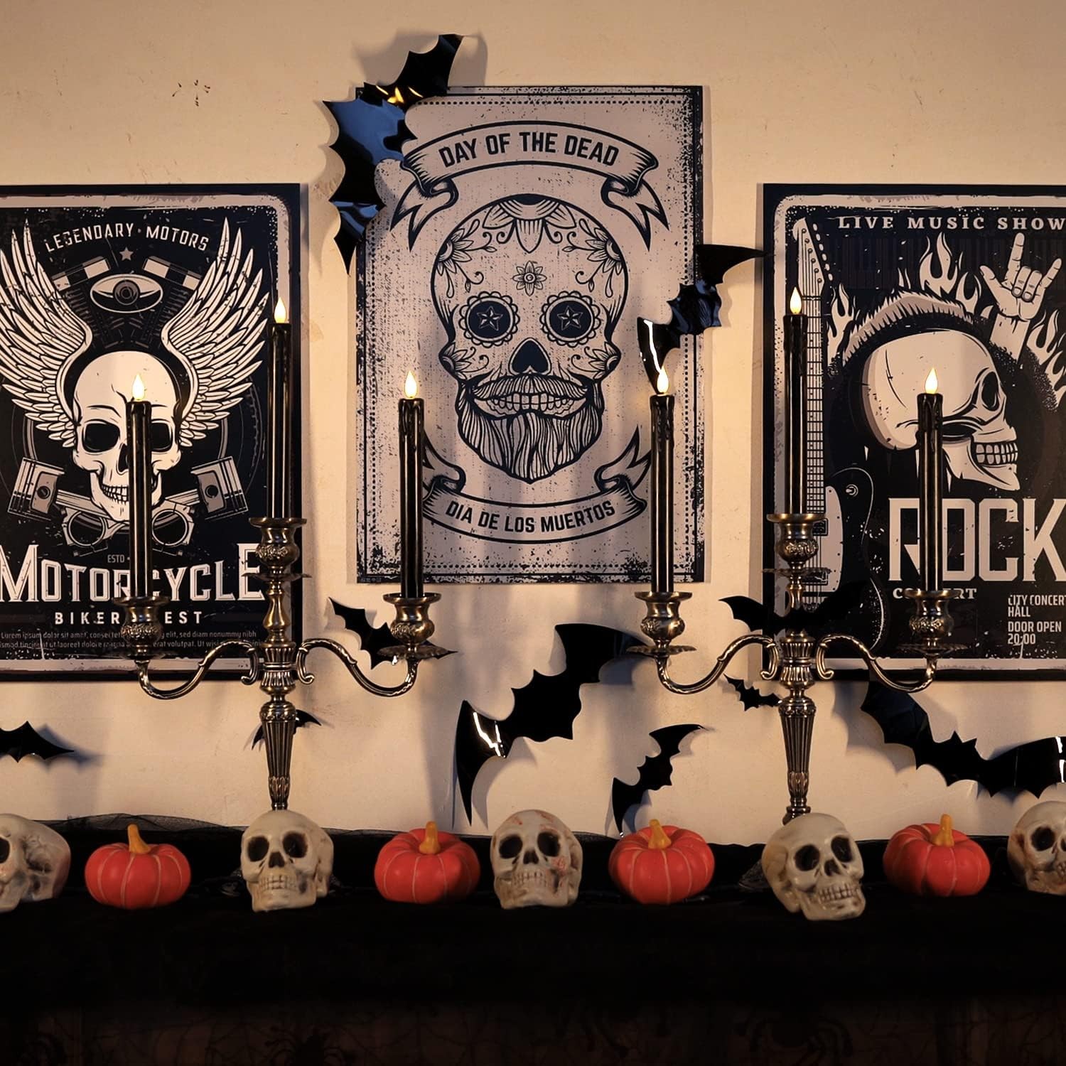 Homemory Black Flameless Taper Candles with Remote and Timer, A-Black Drip 