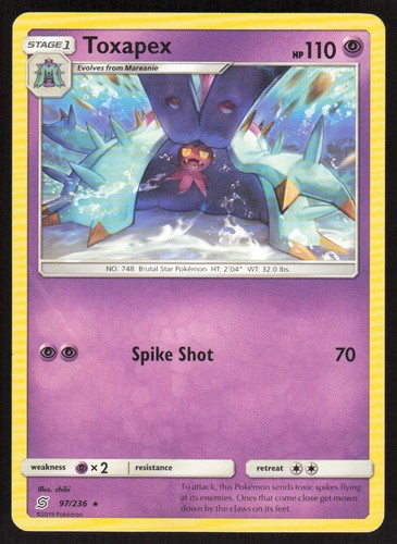 Pokemon Toxapex Rare 97/236 SM - Unified Minds LP