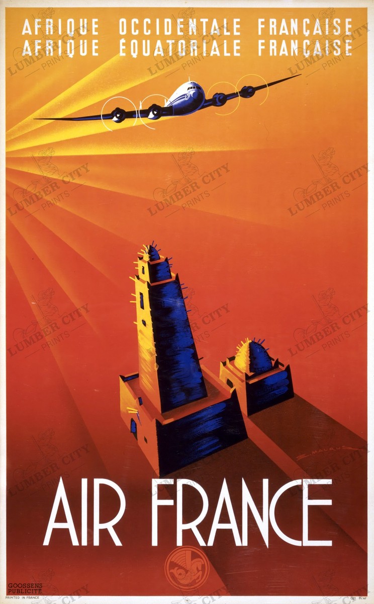 Air France Afrique 1940 Vintage Travel Poster Maurus Wall Art