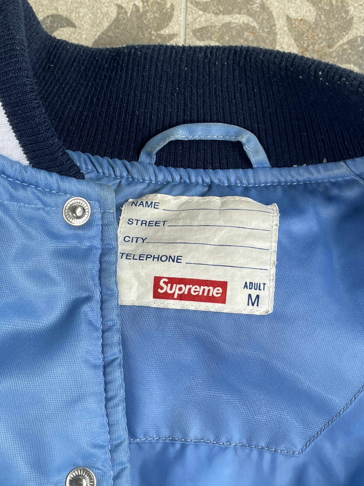 Jacket Supreme Script Varsity Puffy Light Blue 10… - image 8