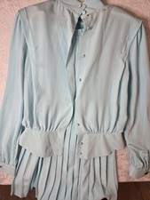 Andrea Gayle Light Blue 100 Polyester Pleated Top  Skirt Set Size 6