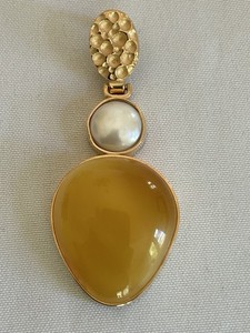 Authentic Butterscotch Baltic Amber Amber and Pearl Pendant 925 Sterling and Gold Plated