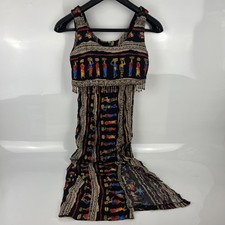 Just Choon Elephant Beaded Festival Dress Womens Size 7 Multicolor Boho Ethnic
