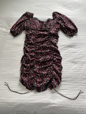NWT For Love and Lemons Melrose Mini Dress XL Floral Puff Sleeve Ruched