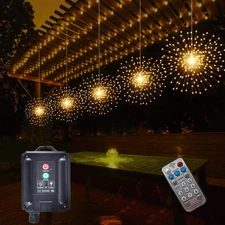 5 Pcs 1000LED Solar Starburst Sphere Lights,Firework Light Remote Control Tim...