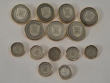 14 x Vintage Escada Gold, geätzt schimmernd grau/silber Knöpfe 7 x 1" 7 x 0,75"