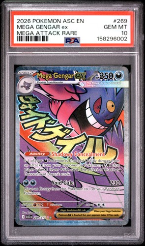2026 POKEMON ASC EN-ASCENDED HEROES MEGA ATTACK RARE #269 MEGA GENGAR EX PSA 10