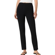 Quince Ultra Stretch Ponte Straight Leg Pant Black Petite Medium DKBIZ01-3008