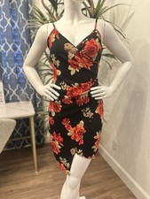 MACYS Crave Fame by Almost Famous Dress Sz M 8/10 Cocktail Party Mini Roses NEW