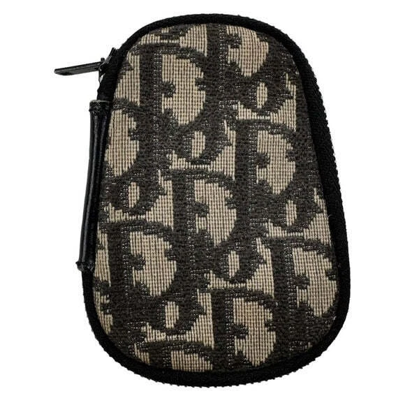 Christian Dior Oeuf Noir Monogramme Toile Porte 4 Clés Fermeture Éclair Autour Ho…