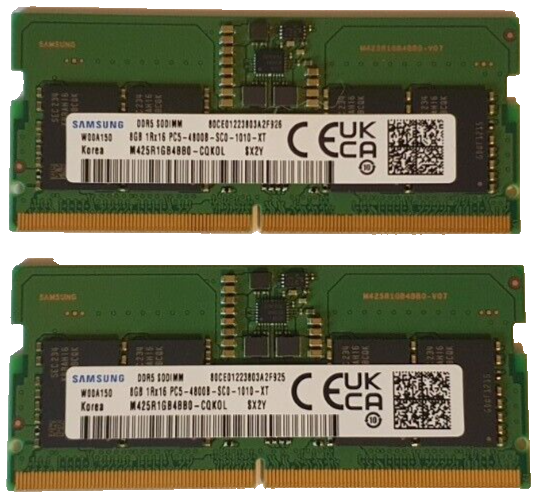 Samsung Laptop RAM 16GB DDR5 2x8GB - PC5 4800 Mhz SODIMM Memory ...