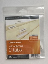 Office Depot Self-Adhesive Tabs W/Printable Inserts, 1 in., Clear, Pack Of 25