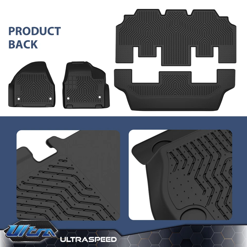 Juego de alfombrillas forradas 3D TPE para todo clima aptas para Chrysler Pacifica 2017-25 Foto 4 de 4