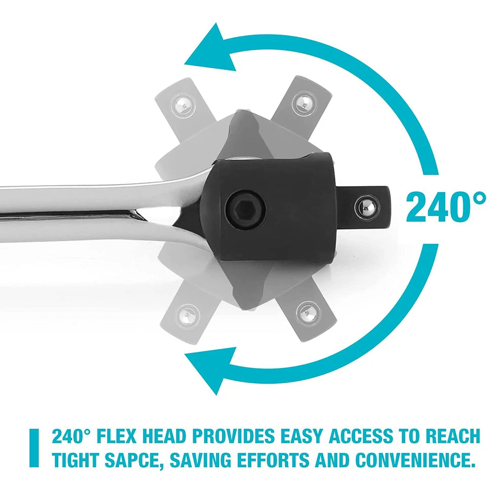 DURATECH Heavy Duty 1/2'' Drive Breaker Bar 24" Breaker Bars with 240° Flex Head - Image 3 of 4