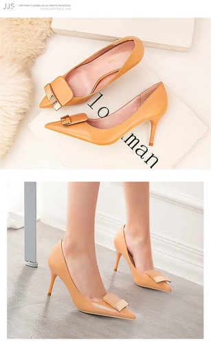Décolleté alla moda donna punta tacchi alti tacchi a spillo scarpe da sposa slip on - Foto 16 di 19