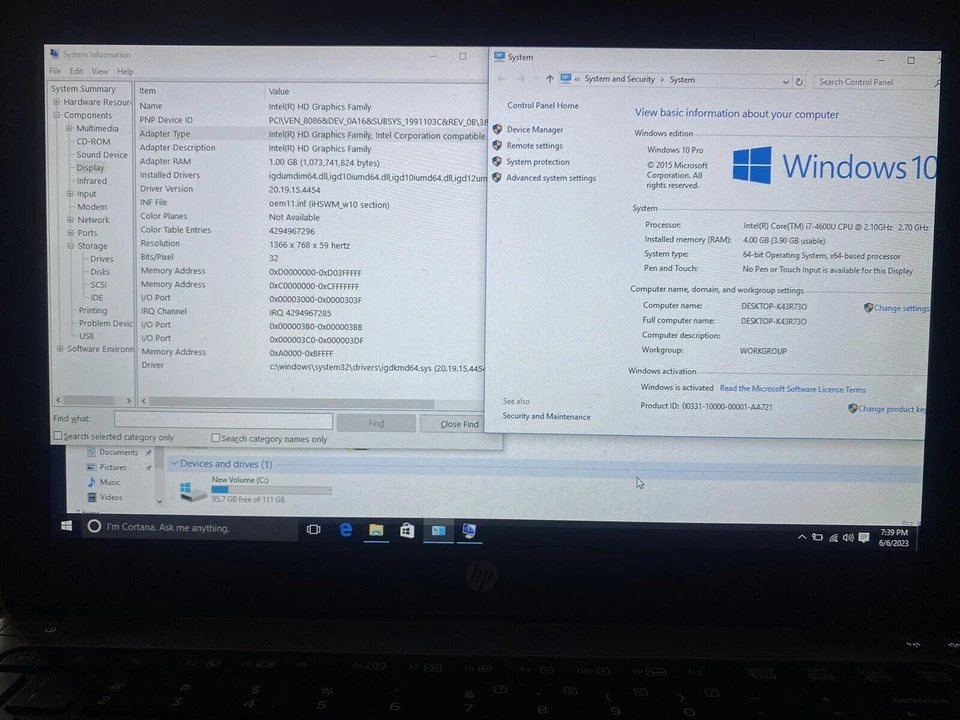 HP Laptop EliteBook 820 G1 12.5" i7-4600U 2.10GHz 4GB RAM 120GB SSD Win 10 Pro - Image 2 of 4