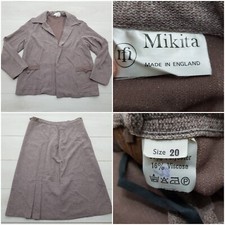 MIKITA Smart Workwear Set Outfit Size 20 Brown Skirt + Jacket Formal Office