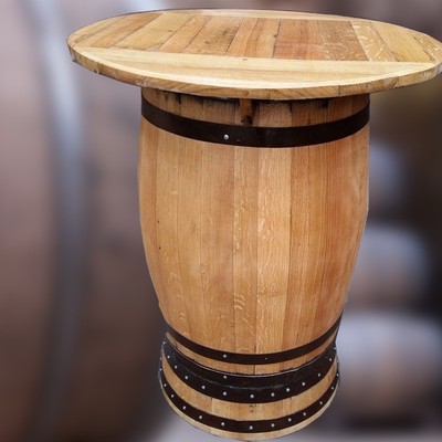 Large Solid Wooden Oak Whisky Barrel Bar Table Patio Table