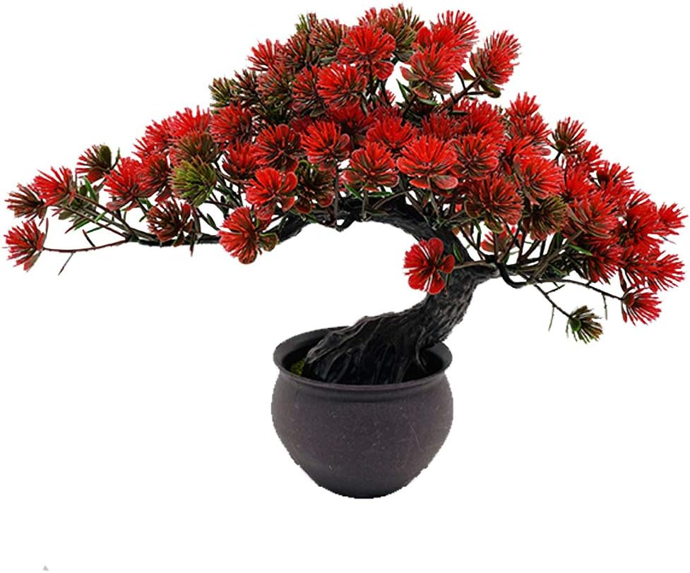 Realistic Artificial Juniper Bonsai Potted Japanese Pine Faux Plant Decoration-image