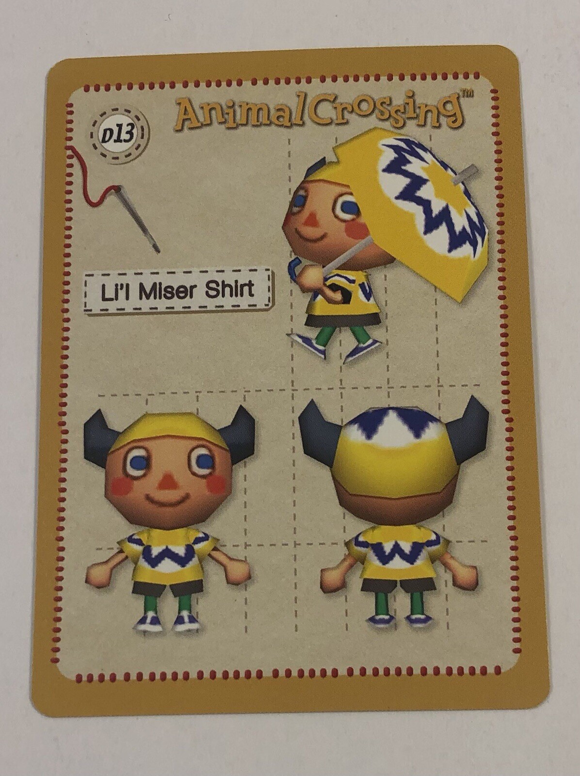 Nintendo Animal Crossing E Reader Li’l Miser Shirt Design Card Wario D13 2003-image