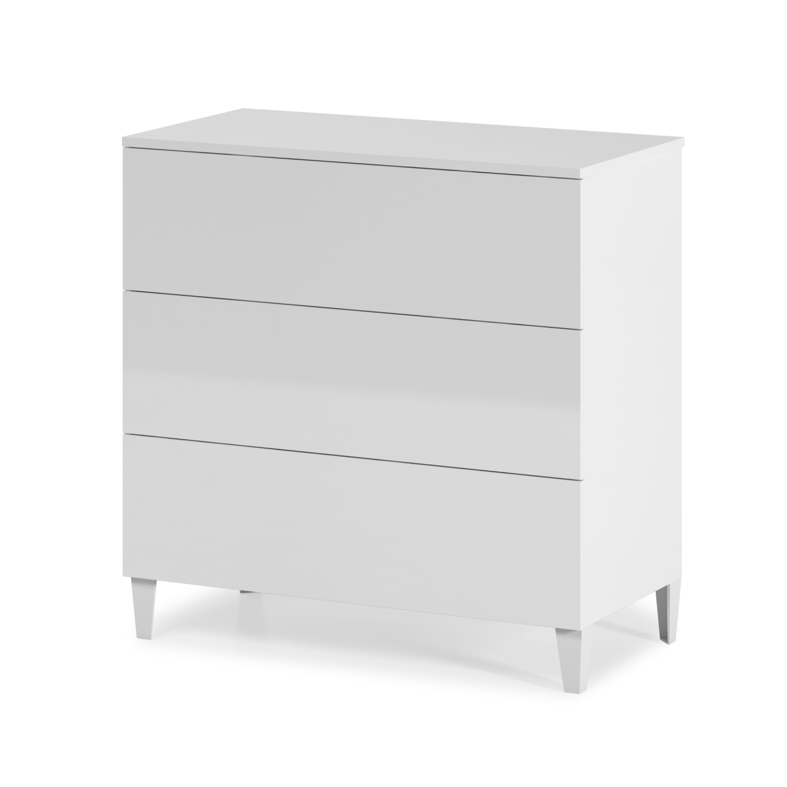 Comoda con 3 cajones en blanco brillo para habitacion de matrimonio o individual
