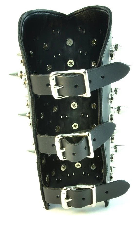 Spike гвоздики перчатка из натуральной кожи 3 пряжки панк готический трэш тяжелый металл - Изображение 2 из 2