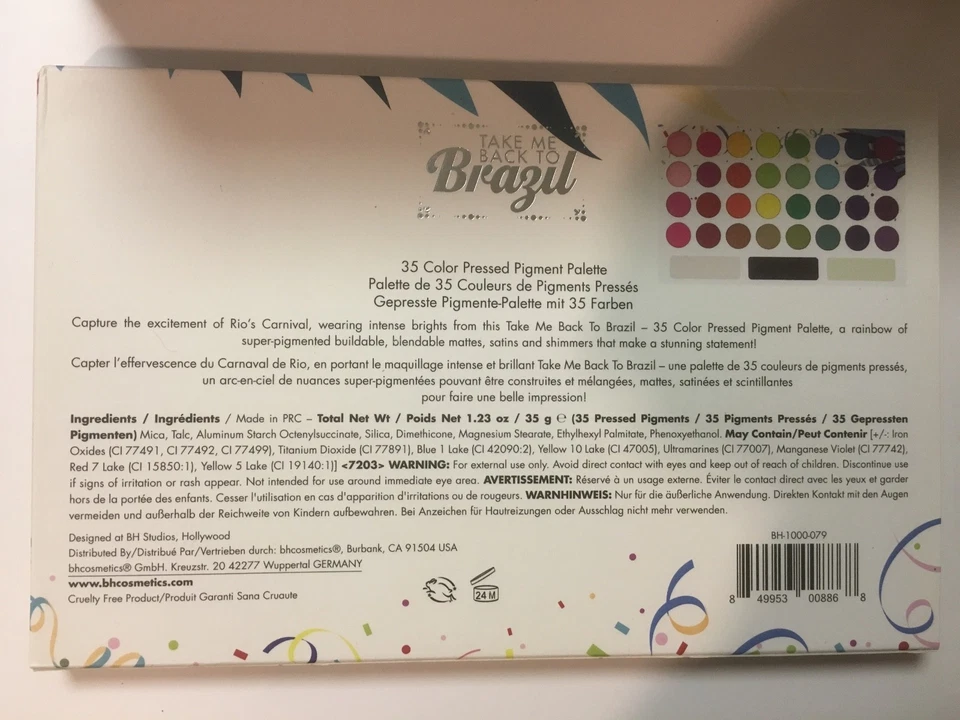 NEW BH Cosmetics 35-Color TAKE ME BACK TO BRAZIL EyeShadow Palette   - Image 3 of 4