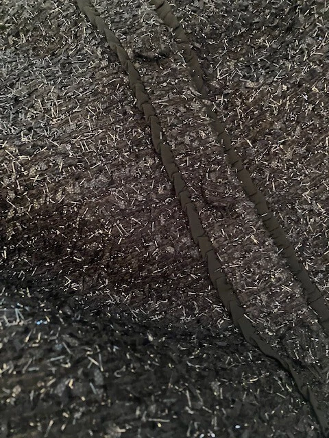 CHANEL Giacca da pranzo Talbots RSVP Plus taglia 16 W lunghezza vita filo scintillante tweed nero