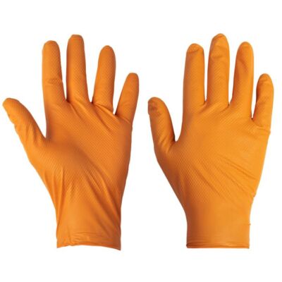Orange Grip Nitril Handschuhe strapazierfähig Diamant Einweg Latex Mechaniker