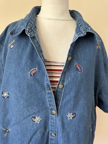 Camisa vaquera para mujer talla 16-18 vintage cachemira floral - Imagen 4 de 7