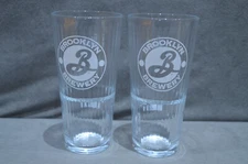 2x Brooklyn Brewery One Pint 20oz Glass Laser Nucleated NY Brand New CE M22
