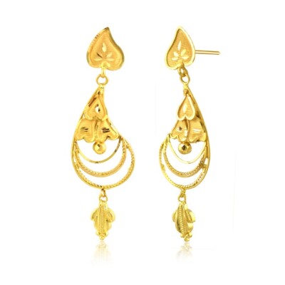 Senco Gold 22k Pretty Paisley Gold Drop Earrings For Women