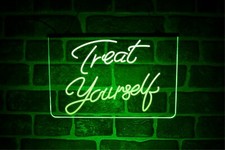 Image of Treat Yourself LED Neon Light Up Sign | Hanging USB Pink Wall Lamp Bedroom Décor