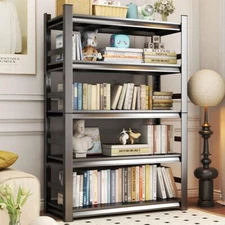 Book Shelf, 5 Tier Metal Wide Bookshelves, Heavy Duty Bookcase, Adjustable,Black