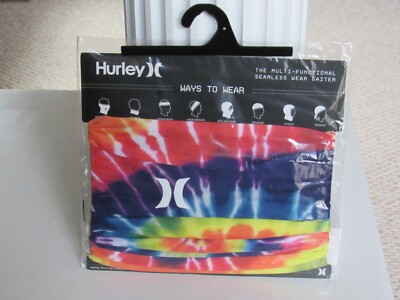 Hurley Face Mask Cover Scarf Multi-Function Seamless Gaiter Rainbow Tie Dye NEW