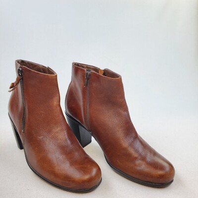 ECCO Boot Bootie Women Size EU 38 US 8 Ankle Brown Leather Zip
