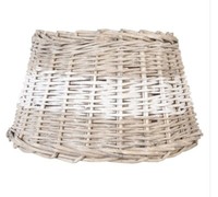 6R00067BW Clayre & Eef Rattan Lampenschirm Grau Weiß Gestreift 38X22Cm Rund