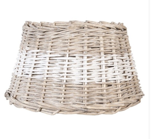 6R00067BW Clayre & Eef Rattan Lampenschirm Grau Weiß Gestreift 38X22Cm Rund-image